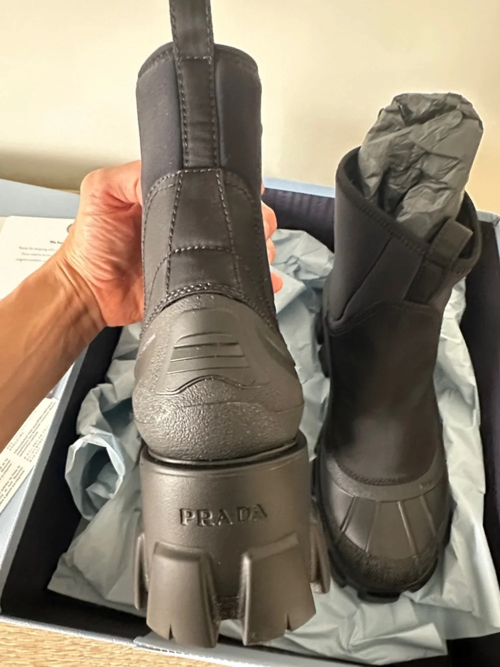 Prada Black Chunky Lug-Sole Chelsea Boots - Picture 5 of 6